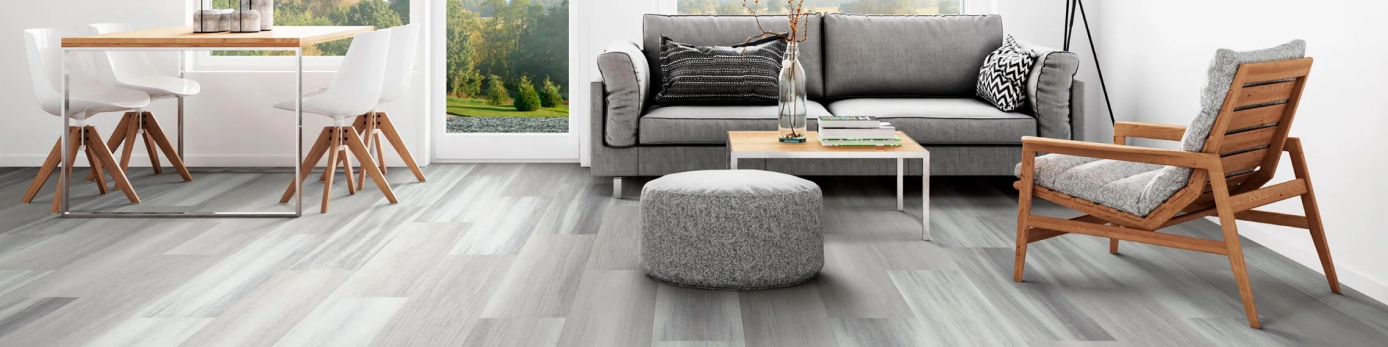 Black Label Collection flooring from Happy Feet installed in bright and modern living room